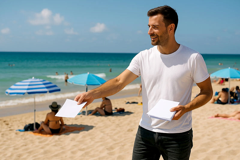 טיילת וחלוקת פליירים