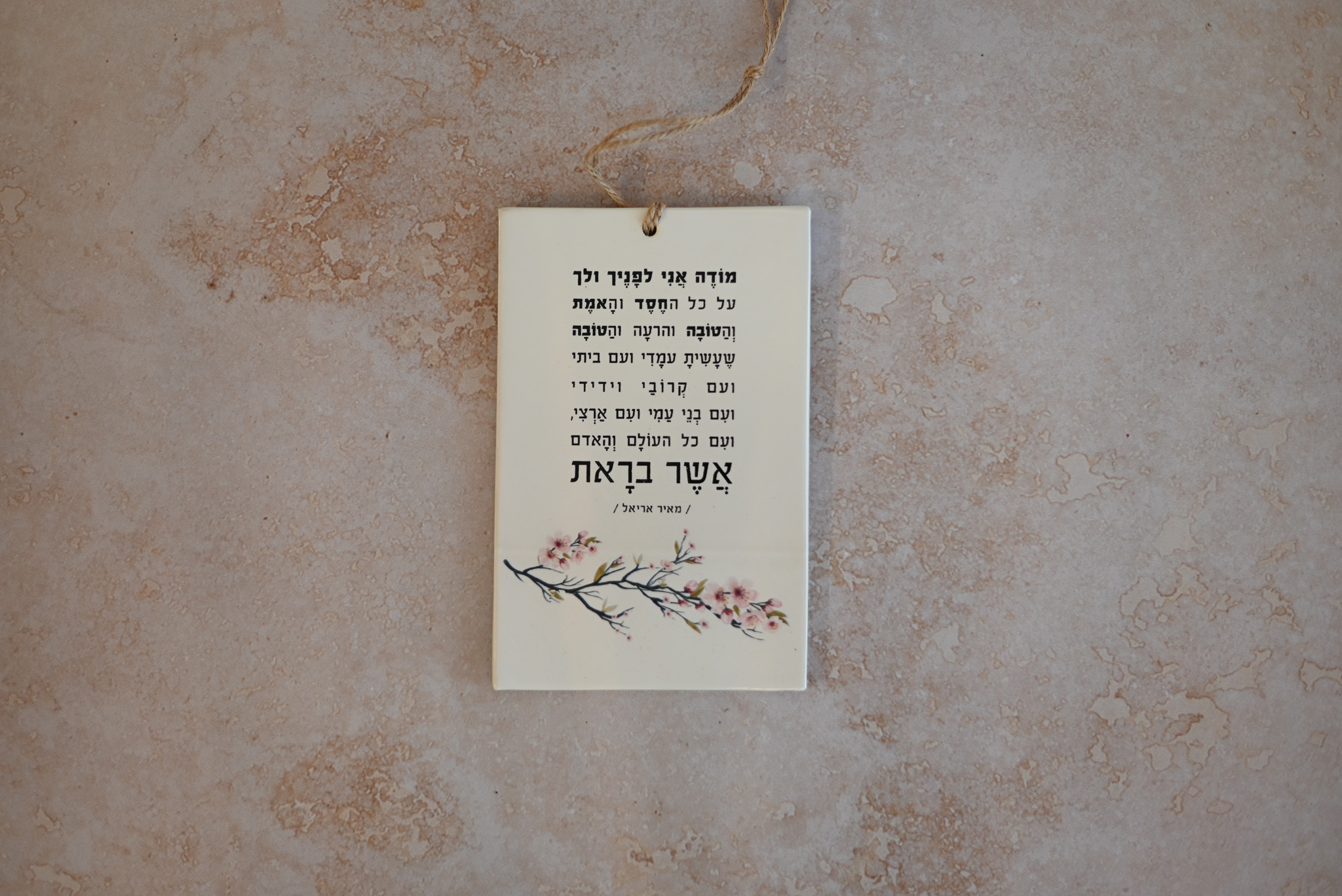 אריח עם שיר | מודה אני